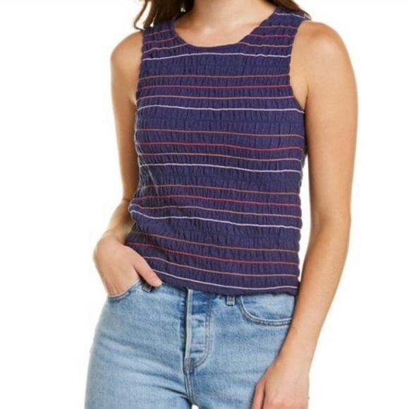 Madewell Texture & Thread Rainbow-stitch Smocked Tank Top XXS - Picture 1 of 4